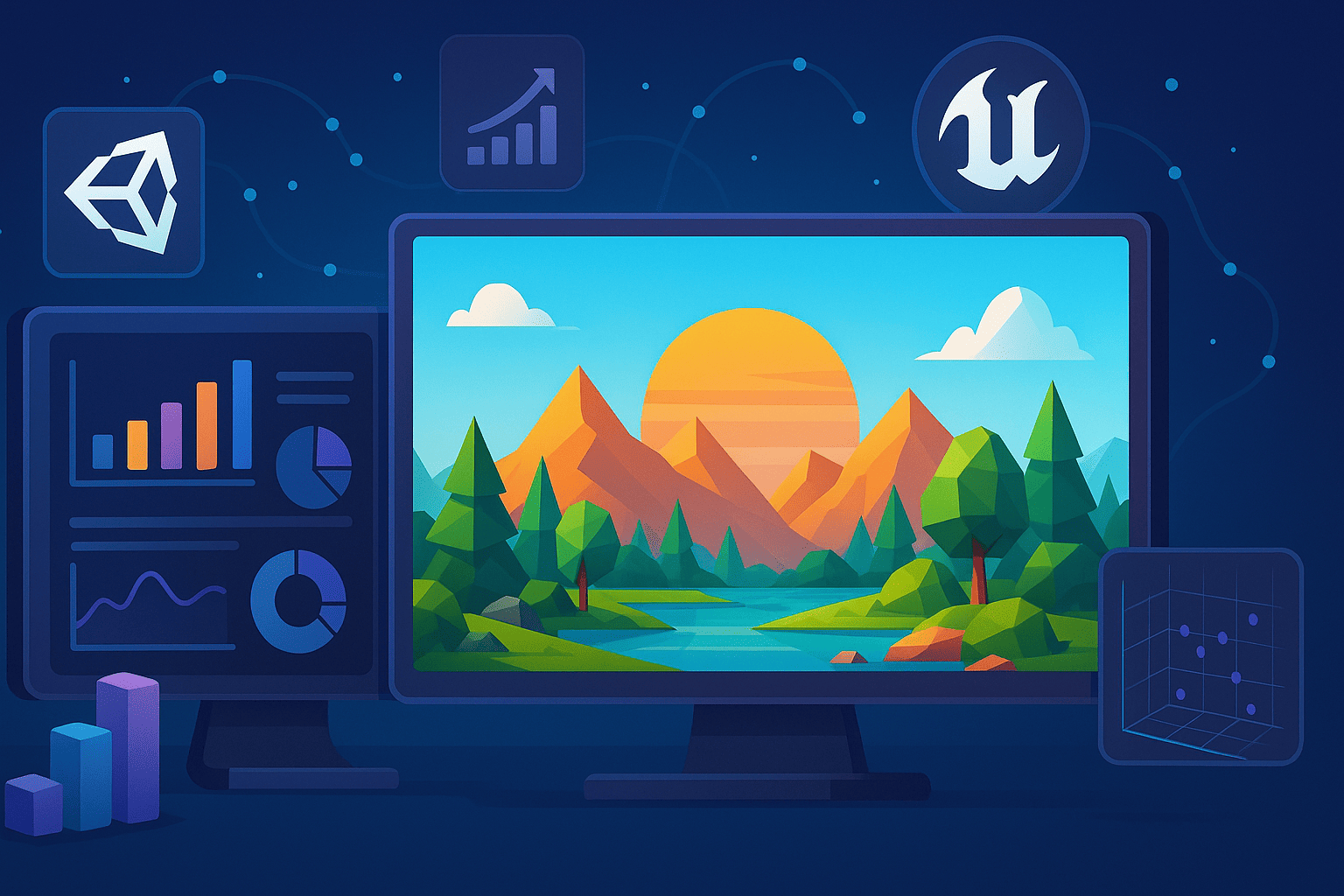 Aprende a construir visualizadores de datos para juegos en Unity y Unreal.